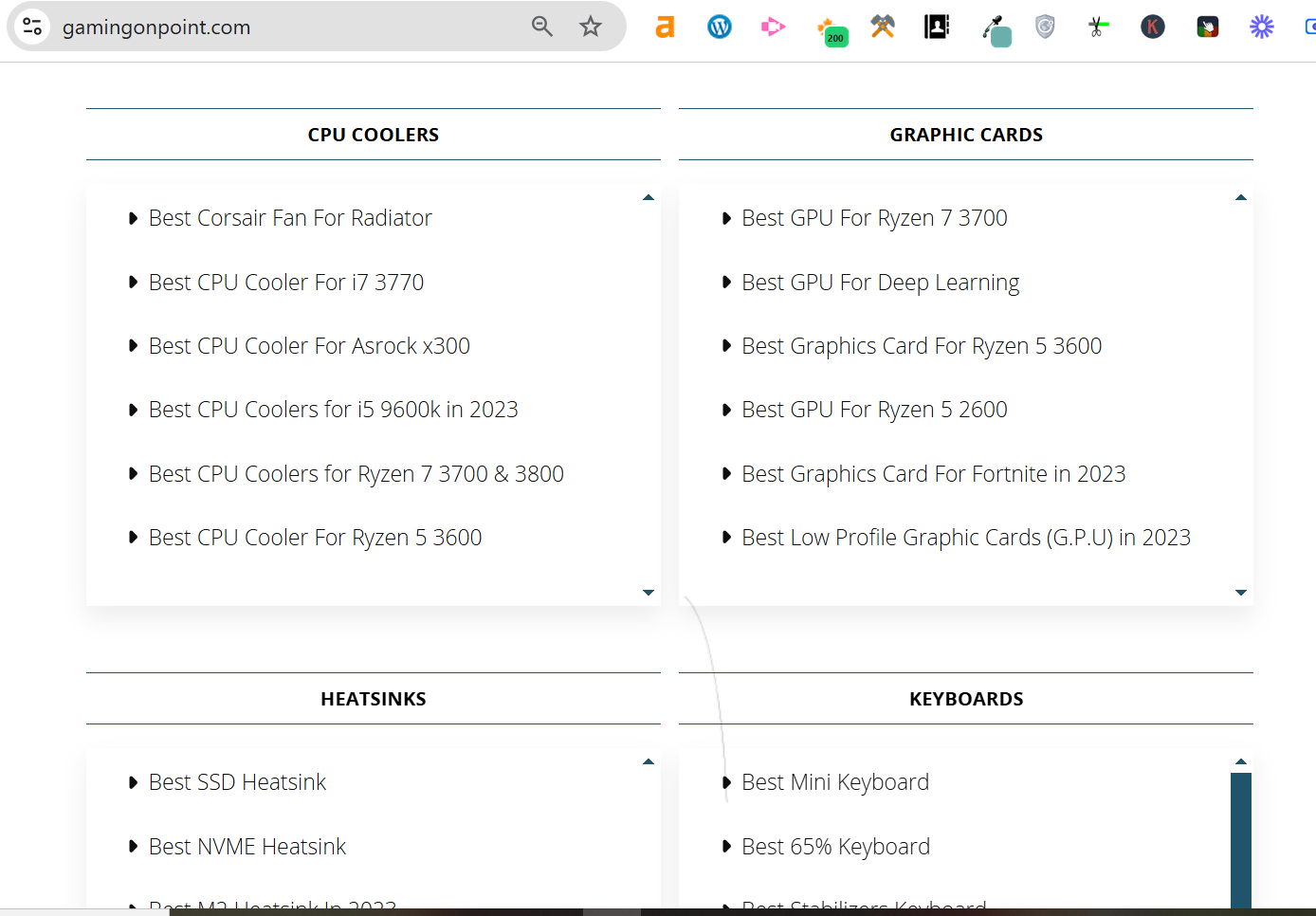 gaming categories